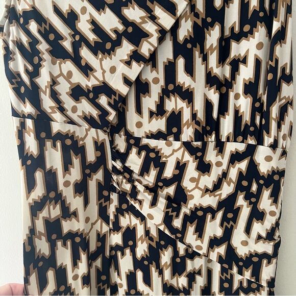 Etro Milano Sheath Dress Abstract Ruched Slinky Draped Neckline Italy Size 10 - Picture 3 of 9